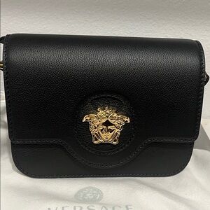 Versace Black Crossbody Bag with Gold Medusa